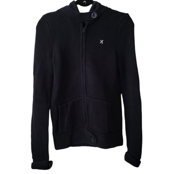 Hurley front zip cardigan, hooded sweater. Size Medium - Picture 1 of 8